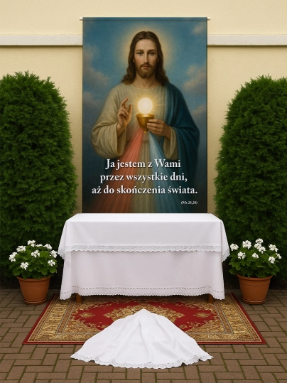 Baner na Boże Ciało dekoracja ołtarzy i procesji BBC0020