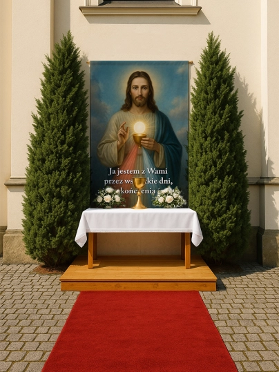 Baner na Boże Ciało dekoracja ołtarzy i procesji BBC0020