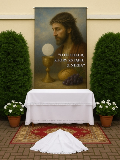 Baner na Boże Ciało dekoracja ołtarzy i procesji BBC0029
