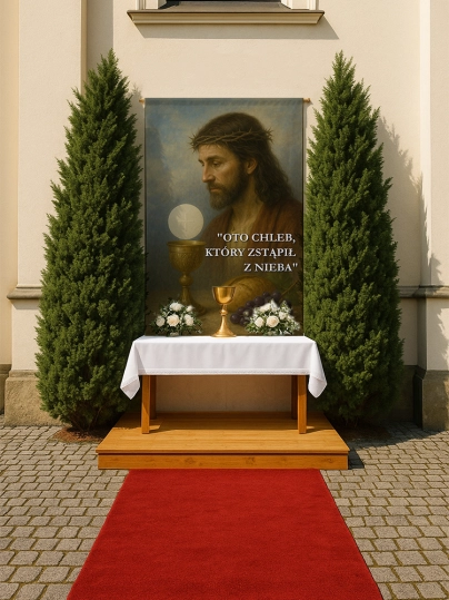 Baner na Boże Ciało dekoracja ołtarzy i procesji BBC0029