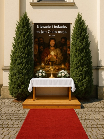 Baner na Boże Ciało dekoracja ołtarzy i procesji BBC0031