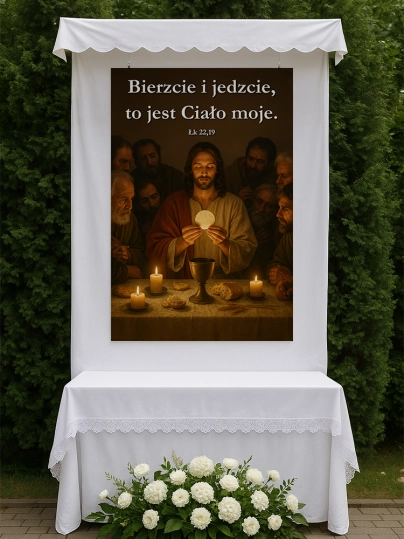 Baner na Boże Ciało dekoracja ołtarzy i procesji BBC0031