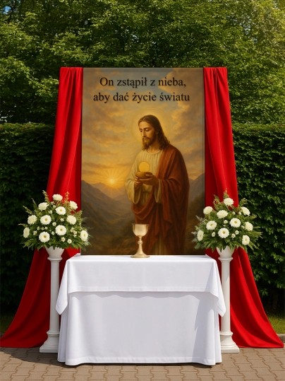 Baner na Boże Ciało dekoracja ołtarzy i procesji BBC0032