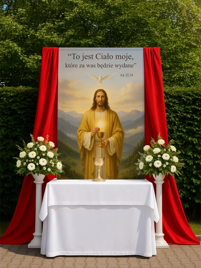 Baner na Boże Ciało dekoracja ołtarzy i procesji BBC0033