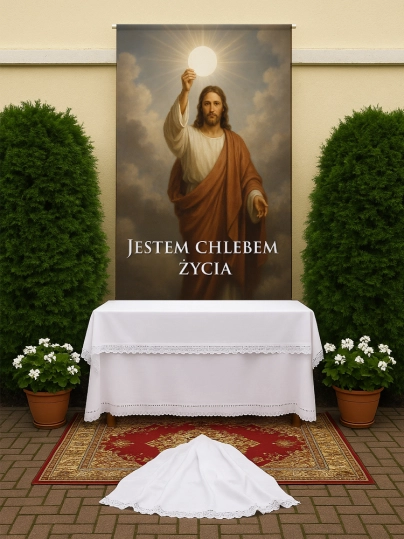 Baner na Boże Ciało dekoracja ołtarzy i procesji BBC0036
