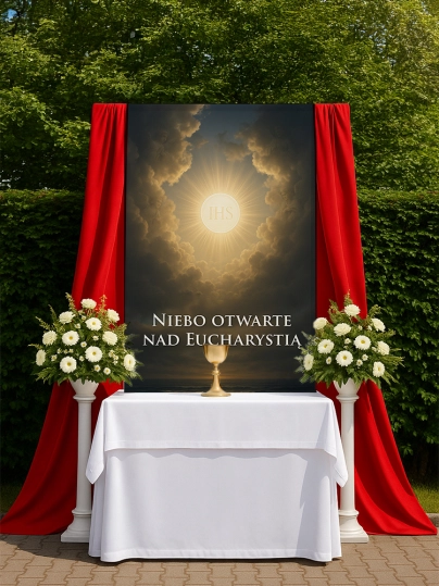 Baner na Boże Ciało dekoracja ołtarzy i procesji BBC0037