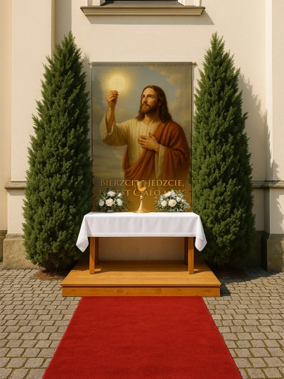 Baner na Boże Ciało dekoracja ołtarzy i procesji BBC0038